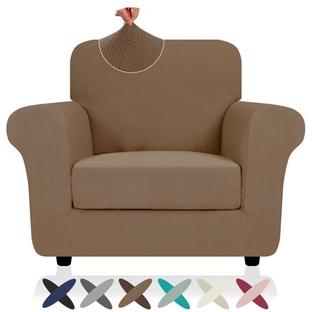 Funda de silla ZNSAYOTX elástica a rayas de 2 piezas para sillón