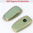 thumbnail image 3 of Key Fob Cover Compatible with Mercedes-Benz A B C E S G M R SL Class GLA GLC GLE GLS GLK CLA CLS AMG 5 Button TPU Keychain Case Holder Protector,Model-a(green), 3 of 4