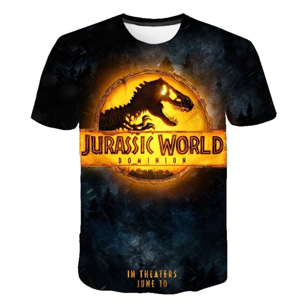 Camisetas de Dominion del Mundo Jurásico para niños y niñas, camisetas con estampado de dibujos animados, camisetas casuales de moda de verano de manga corta para niños, 13T Gao Jinjia LED