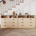 thumbnail image 4 of Frmobepts Wood Dresser for Bedroom, 6 Drawer Dresser with Open Storage Cubby, Light Oak, 4 of 9