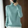 thumbnail image 2 of JSheng Sweater for Women Fashion Women's Heigh Neck Long Sleeve Loose Solid Color Blouse Turtleneck Sweater Tops Light Blue XXL, 2 of 5