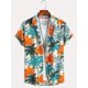 thumbnail image 2 of Camisa de manga corta con botones y solapa para hombre con estampado de cocoteros tropicales, estilo hawaiano, para vacaciones de verano en el resort, tops extragrandes, 2 of 5