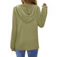 thumbnail image 3 of Fantaslook Hoodies for Women Waffle Knit Sweatshirts Drawstring Long Sleeve Tops Button V Neck Pullover, 3 of 10