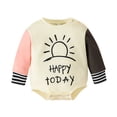 thumbnail image 1 of Gibobby Mamelucos para bebe niño Mono de manga larga con estampado de letras para bebés y niños pequeños, mono triangular para recién nacidos(Rosa, 18-24 Meses), 1 of 5