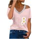 thumbnail image 1 of Camisetas Casuales para Mujeres Correa de Hombro de Verano Camiseta con Cuello en V, Manga Corta Top Ligero para el Hogar Y la Fiesta, 1 of 5