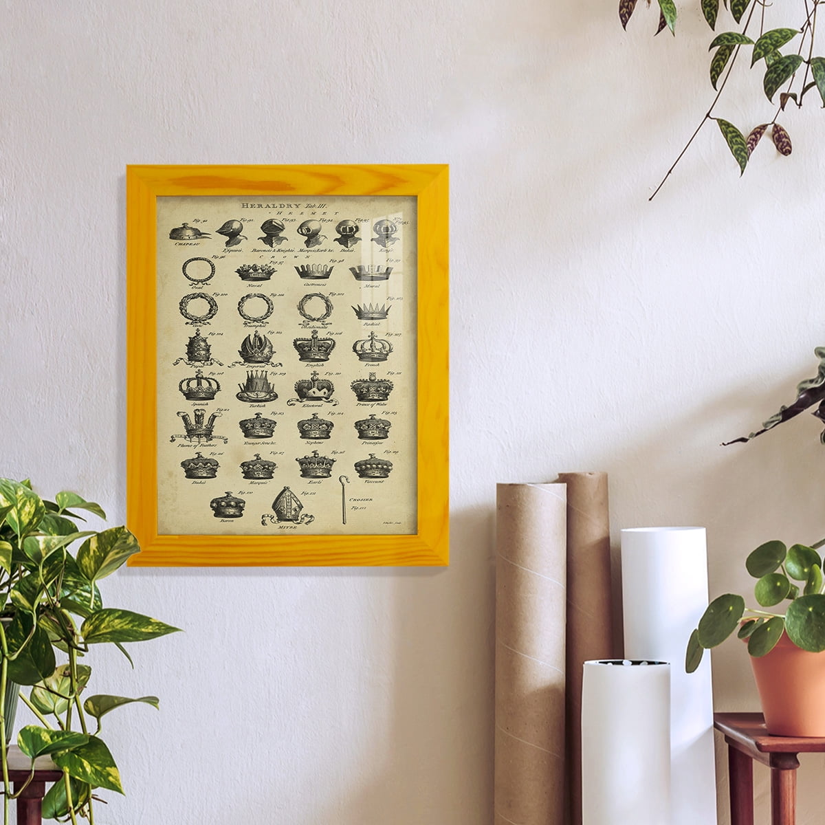 Deckled Encyclopediae IV (AS) -Framed Print w/glass-Sunflower Yellow