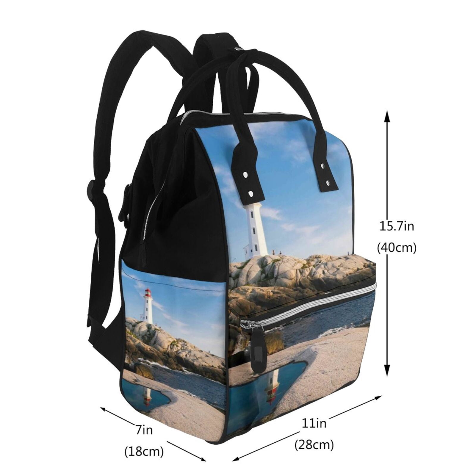 Ratiio Lighthouse Mummy Backpack - Waterproof Twill Canvas, Large Capacity Diaper Bag with Multiple Pockets and Adjustable Straps