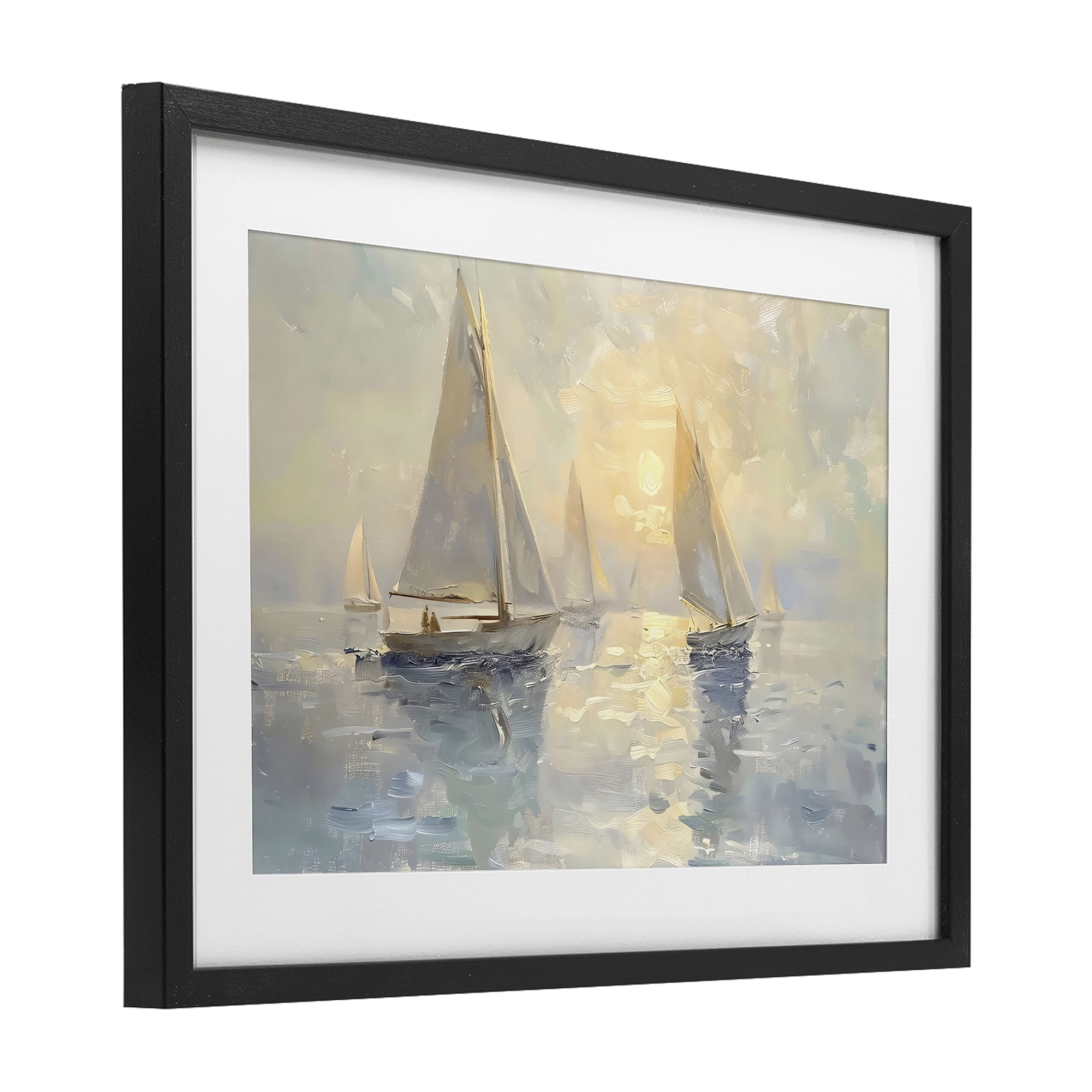 Stupell Industries Sunset Sailboats Glow Black Framed Print Under Glass, design by Creative Studio