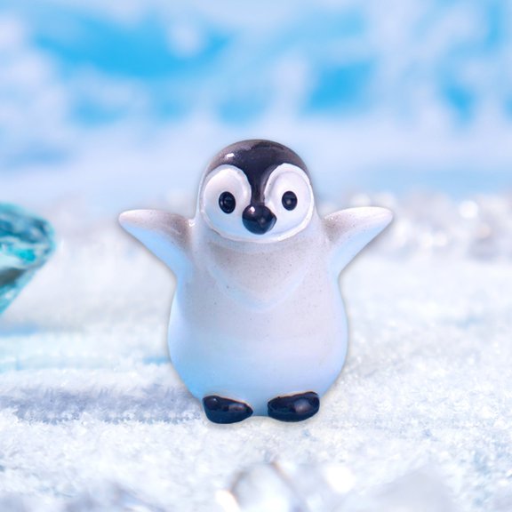 COM1950s Resin Penguin Ornament,Christmas Cute Glacier Snow Scene Desktop Decoration,Miniature Ice Figurine for Home Office Desk Shelf Display,Holiday Gift Idea