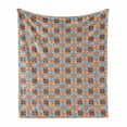 thumbnail image 1 of Abstract Soft Flannel Fleece Throw Blanket, Exotic Design of Polygonal Retro Feels, Cozy Plush for Indoor and Outdoor Use, 60" x 80", Almond Dark Peach Blue, by Ambesonne, 1 of 5