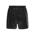 thumbnail image 2 of Mufeng Kids Girls Sequin Shorts Sparkly Hip Hop Jazz Dance Shorts Glitter High Waist Rave A Line Black 10, 2 of 7