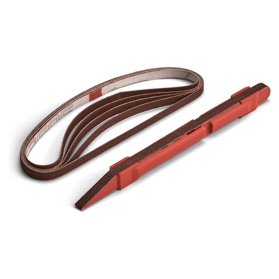 Lumberton 1/4" Sanding Detailer, Precision Sanding Stick with Five Replaceable Belts, 120 Grit Sandpaper, Red