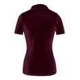 thumbnail image 5 of tklpehg Womens Casual Short Sleeve Tops Lapel Comfy Summer Holiday Tops for Women Leisure Short Sleeve T Shirt Trendy Clothes Solid Velvet Button Pocket Graphic Tops Tee Loose Blouse Wine XXL, 5 of 6