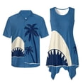 thumbnail image 6 of Psesaysky Shark Blue Palm Mini Dress for Women Sleeveless Flowy Sundress with Pockets or Mens Shirts Buttons Aloha Top Hawaiian Couples Luau Outfit Plus Size His and Her Clothes, 6 of 7