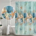 thumbnail image 5 of Beach Coastal Teal Shower Curtain, Waterproof Shower Curtains for Bathroom, Nautical Shell Starfish Coral Summer Washable Fabric Bathtub Curtain Set Bath Decor with 12 Hooks Standard 72"x72", 5 of 8