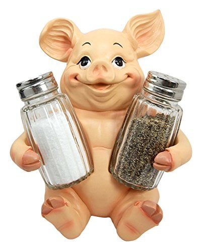 Ebros Animal Farm Cute Babe Pig Porcine Spice Statue Salt And Pepper Shakers Holder Pig Figurine Kitchen Decor Centerpiece Farmers Animal Lovers