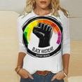 thumbnail image 4 of Tbopshirt Black History Summer Tops for Women,Plus Size 3/4 Sleeve Graphic T-Shirt,Fashion Casual Round Neck Printing Blouse,S-5XL, 4 of 5