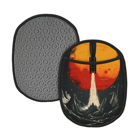 

Naloa Retro Space Rocket Launch Silicone Pot Holders Oven Mitts Heat Resistant Hot Pads Non Slip Pot Holder for Kitchen Baking and Cooking 9.4 x 7.5 Inches