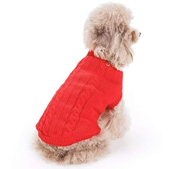 FAMI Dog Clothes Dogs Sweater Soft Puppies Clothing Winter Puppy Sweaters Warm Outfit for Dogs Small XS S Cat Apparel(Red,Small)
