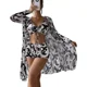 thumbnail image 1 of 3 Piezas Juego De Traje De Baño Bikini Con Abrigo Para Mujer, 1 of 8