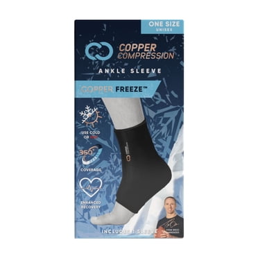 CopperFreeze Ankle Sleeve Hot & Cold Therapy for Pain Relief, Swelling & Sprains - One Size