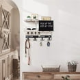 thumbnail image 6 of Farmhouse Key and Mail Holder for Wall Decorative, Rustic Mail and Key Organizer for Wall with Different Hooks, Chalkboard, Key Holder Wall Mount with Shelf, Basket, Clips(Pine Wood, White Washed), 6 of 15