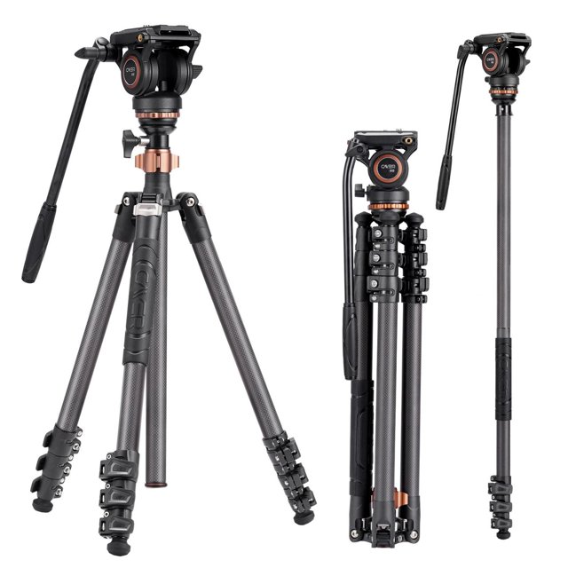 Trípode de Cámara Cayer Fibra de Carbono Convertible a Monopié 196 cm para DSLR