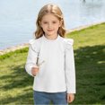 thumbnail image 3 of YUANxueke Girls Ruffle Long Sleeve Cotton Shirts Soft Casual Crewneck Pullover Layering Tops,White,6-7 Years, 3 of 7