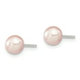 thumbnail image 2 of Sterling Silver 6-7mm Purple Freshwater Cultured Round Pearl Stud Earrings, 2 of 3