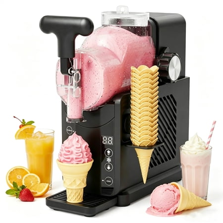 2-in-1 Slushie Machine & Soft Serve Ice Cream Maker, 68oz Vessel No-Ice-Needed Slushy Maker Frozen Drink Machine with LED Display, 5 Preset Modes with Auto-Cleaning