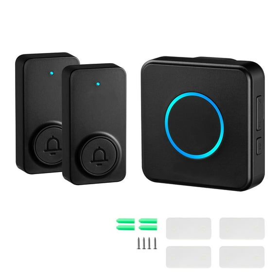 KFFKFF Wireless Doorbell Kit with IP54 Waterproof Design, 1000 ft Range, 5 Volume Levels, 48 Melodies, Simple Setup, Suitable for Home, Entryways, Classrooms, Offices, Black