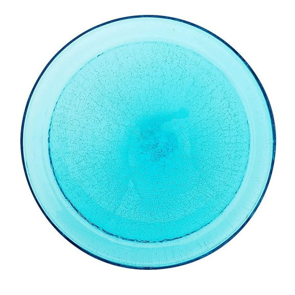 Achla Designs Hand Blown Crackled Glass Garden Birdbath Bowl, 12 Inch, Teal