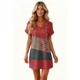 thumbnail image 6 of Women's Floral Print V-Neck Short Sleeve Casual Dress with Pocket, Pullover Summer Dress, Lightweight Comfort Fit, Fashion Ladies Outerwear,Red,2XL, 6 of 8