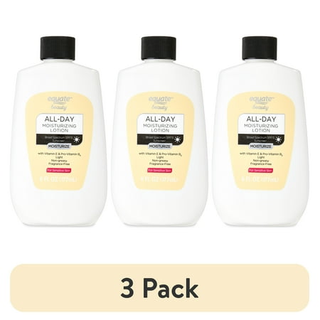 (3 pack) Equate All-Day Moisturizing Lotion with SPF 15 Sunscreen, Fragrance Free, for Face Care of Sensitive Skin, 6 fl oz