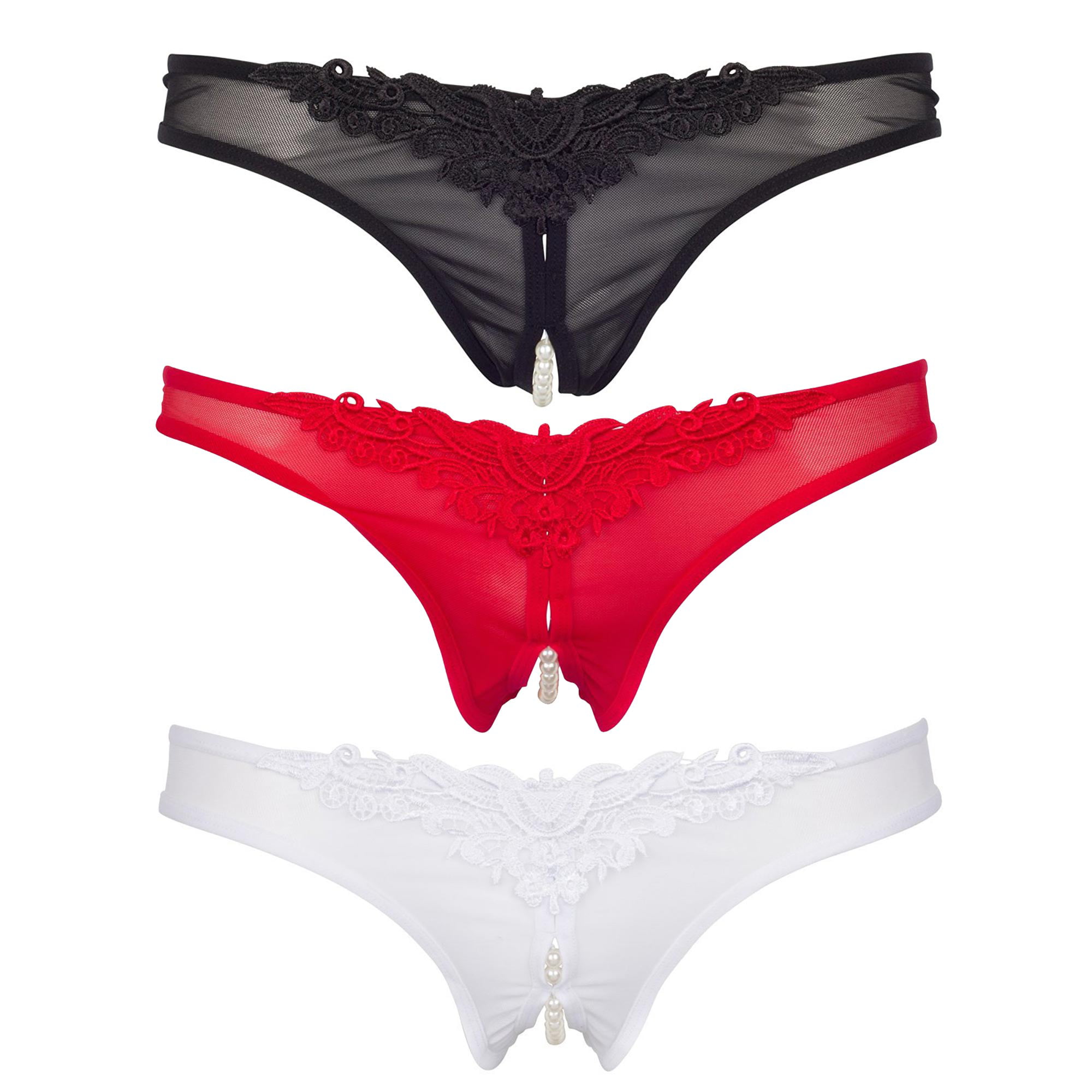Women's Underwear Crotchles Thongs LaceFloral Briefs Lingerie G-string Panties