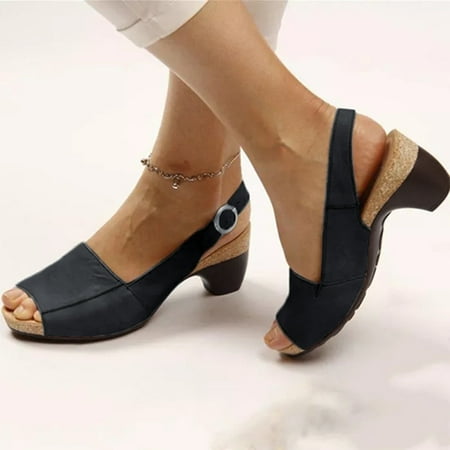 

〖Yilirongyumm〗 Black 37 Sandals Women High Shoes Sandles Singles For Women Shoes Fashion Ladies Heels Sandals Women s Sandals
