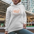 thumbnail image 2 of Fall, Falling Leaves, Pumpkins, Cider, Hayrides, Bonfires, Sweaters, Autumn Merch Gift, White Hooded Sweatshirt or Hoodie, Small, 2 of 5