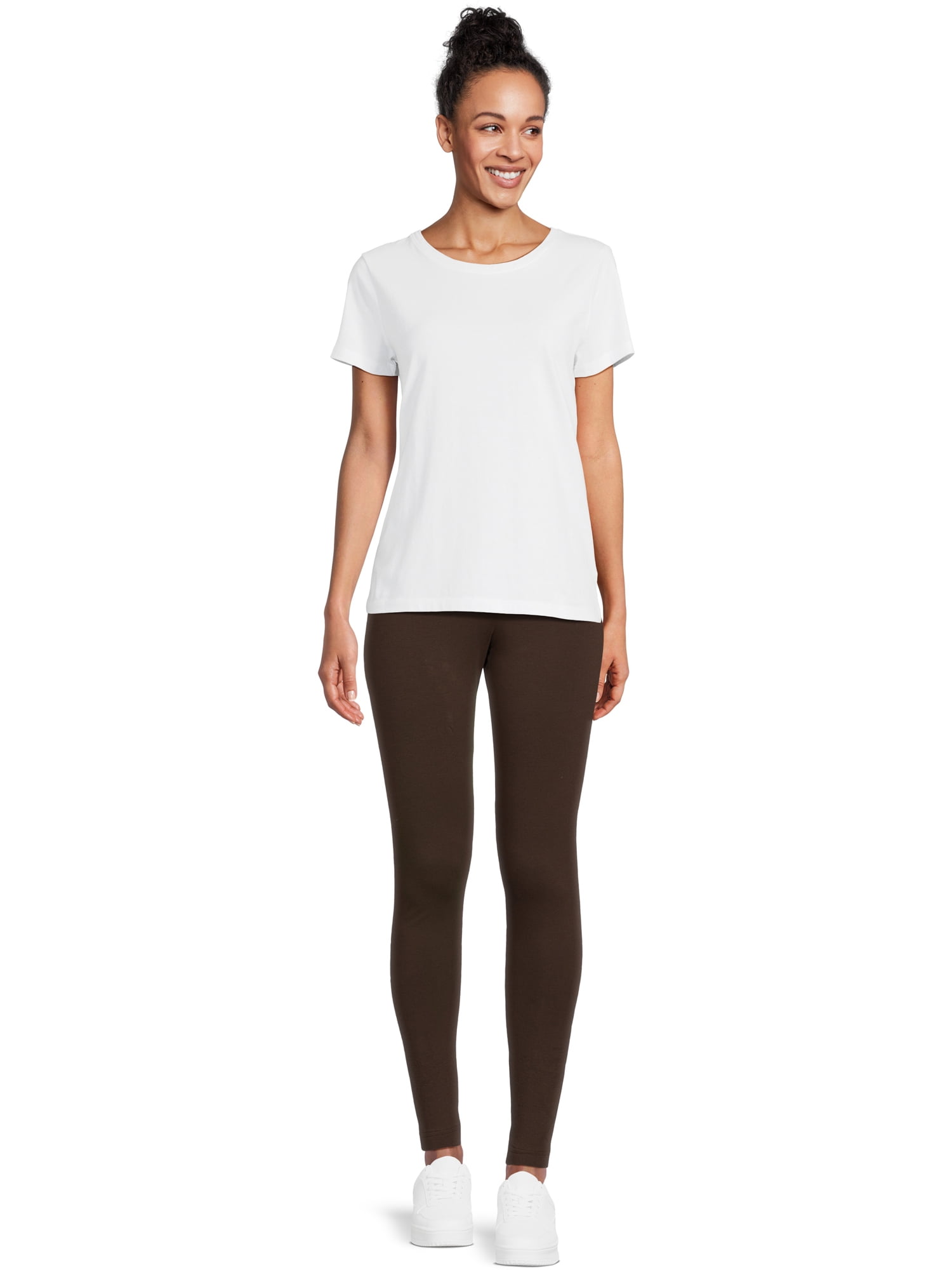 Time And Tru Women's High Rise Ankle Knit Leggings, 27" Inseam, Available in 2-Pack