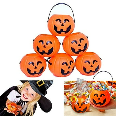 Dazzling Toys Pumpkin Candy Holder 12 Mini Trick-or-treat Halloween Candy Bucket