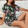 thumbnail image 4 of Pofeuu Lilies Flowers Print Women's Pajama Set Short/Shorts Soft Button PJs Elastic Drawstring Waist Sleepwear-Medium, 4 of 6