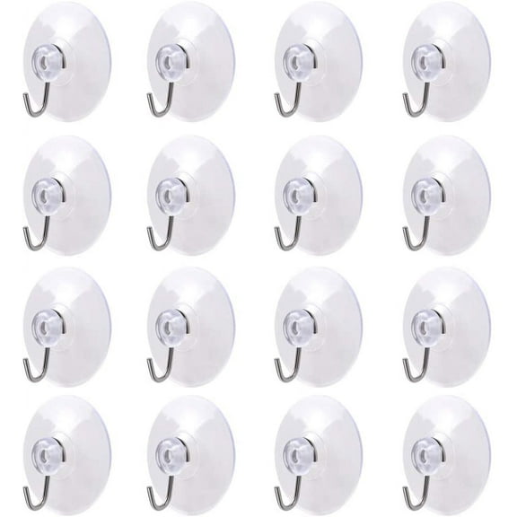 DR DAPPER 16PCS Suction Cup Hooks 45mm,Reusable Heavy Transparent Duty Vacuum Suction Cup Hooks for Shower, Kitchen Bathroom Towel Hooks Removable Wreath Door Hanger Window Suction Cup Hooks