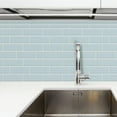 thumbnail image 2 of Walplus 12" x 6" 12 sheets Peel and Stick Tile Backsplash for Kitchen Bathroom Kitchen Decor Serenity Light Blue Glossy, 2 of 10