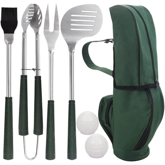 POLIGO 7PCS Stainless Steel Grill Accessories - Perfect Outdoor Cooking Grill Set - Ideal BBQ Gift for Men/Dad