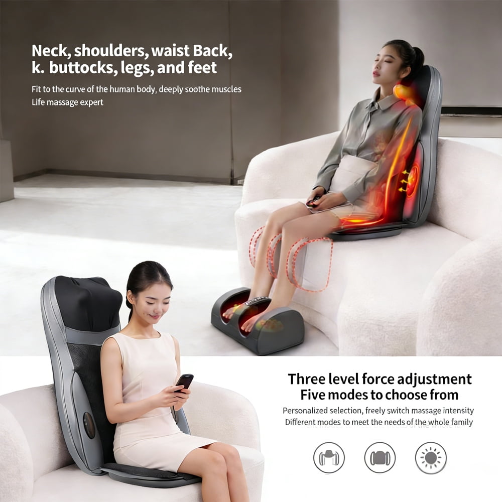 COSITTE Shiatsu Full Body Massage Cushion, Vibrating Neck and Back Massager with Heat for Relaxation, 8 Kneading Nodes & 9 Modes