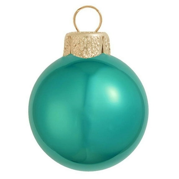 Whitehurst 6ct Turquoise Green Pearl Finish Glass Christmas Ball Ornaments - 4" (100mm)