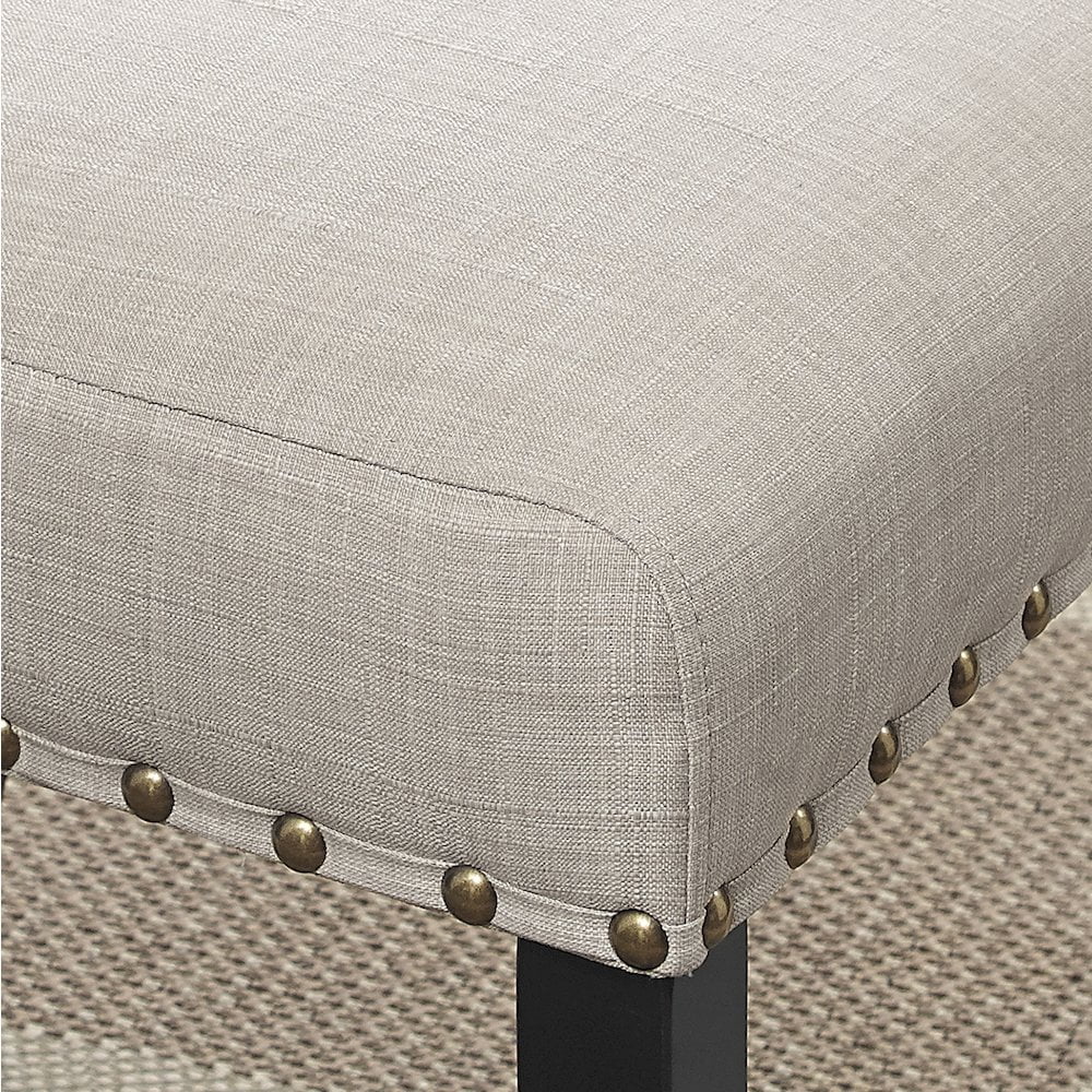Roundhill Biony Tan Fabric Bar Stools with Nailhead Trim, Set of 2