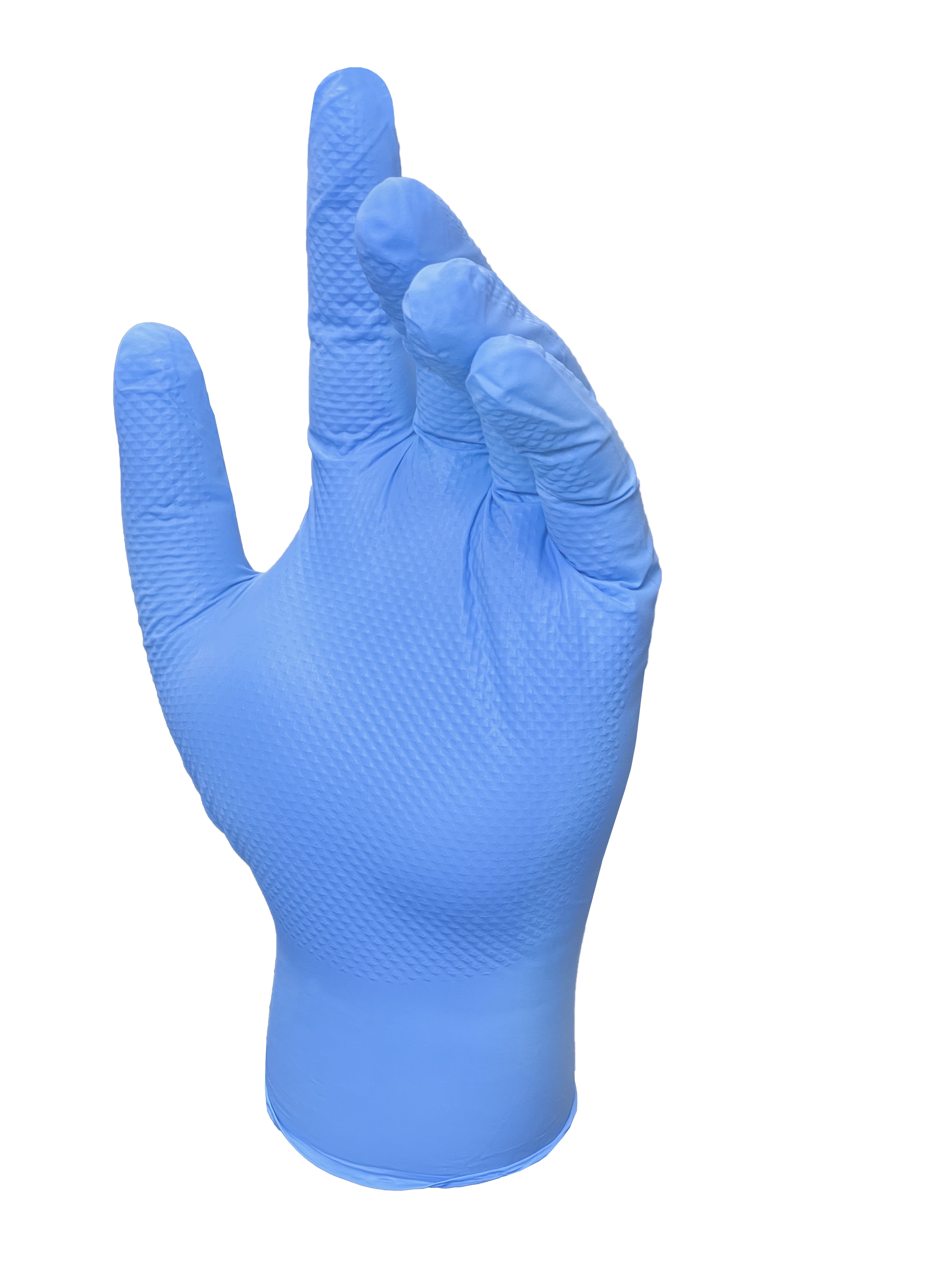 (4 pack) Grease Monkey Pro Cleaning, Disposable Nitrile Gloves, Blue, 50 Count Traction Grip, Male, Large