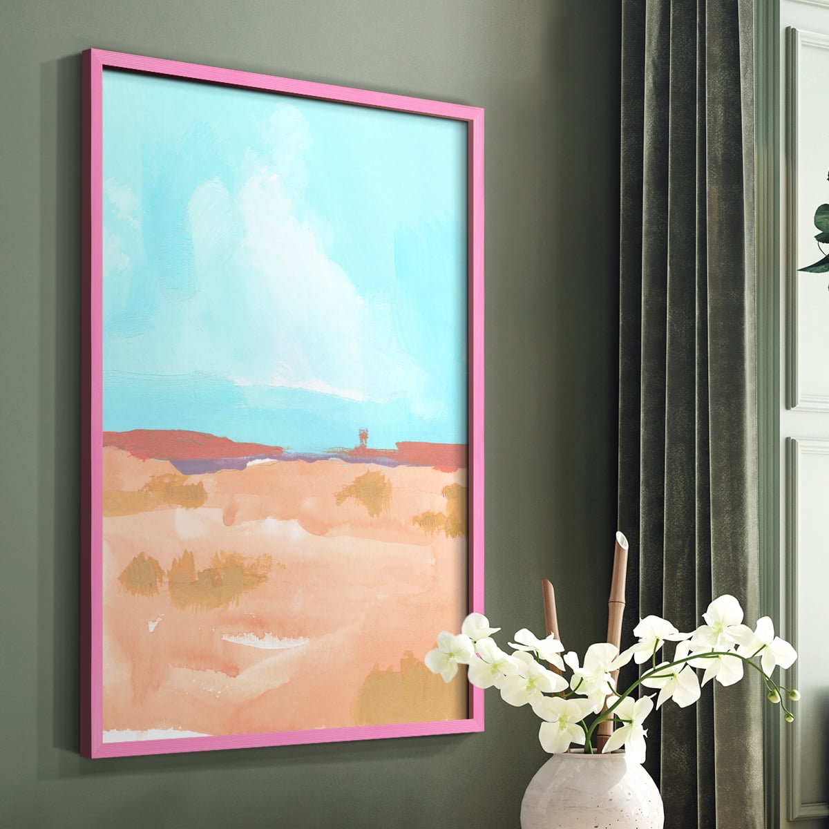 Wide Open Spaces II Framed Print in Pink Solid Wood 8 x 10 Framed Print