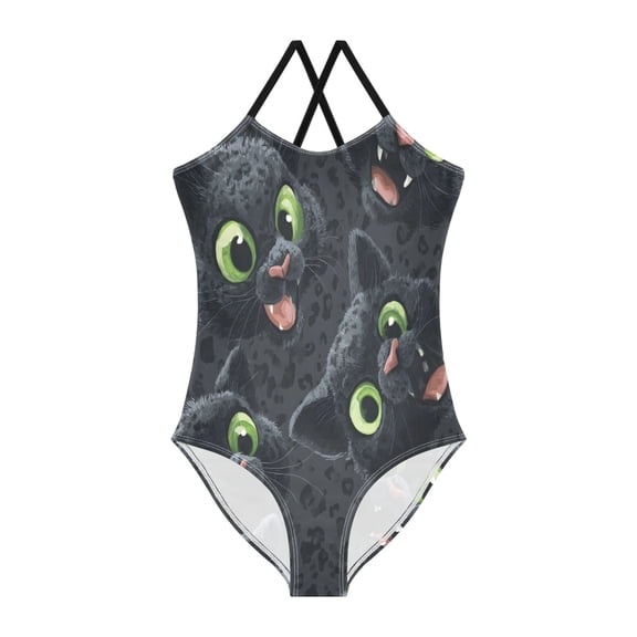 BZSMCE One-Piece Swimsuit with Crisscross StrapsBlack Panther Pattern