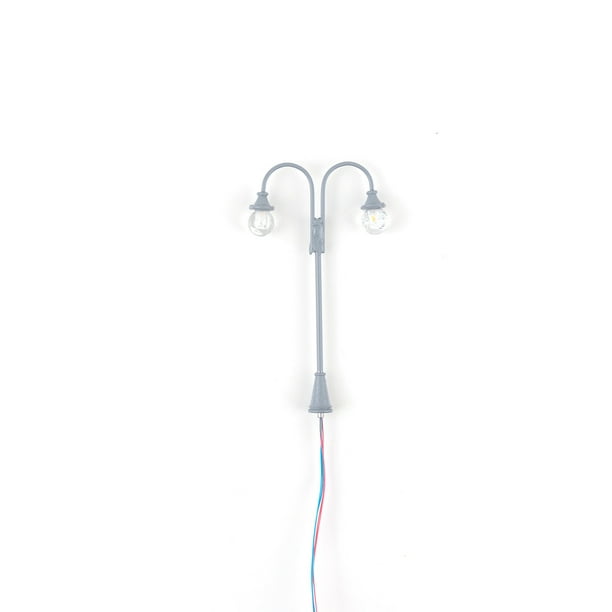 Billuyoard Lámparas de poste para exteriores, escala en miniatura, luces LED de escena, modelo Universal de micropaisaje, lámpara de vía Artesanía Gris (luz blanca)